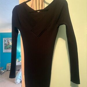 Black Ribbed Long Sleeve Sweater